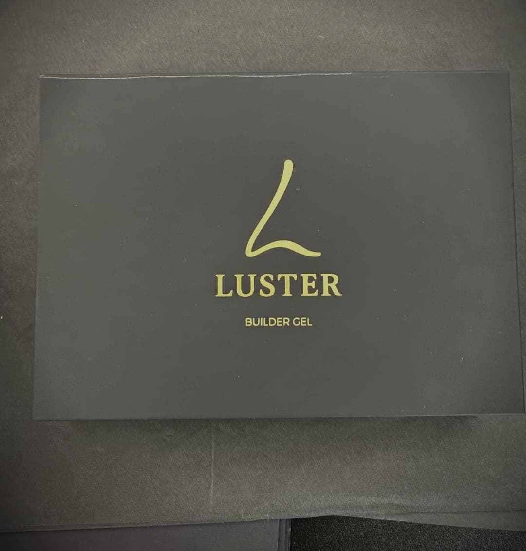 LUSTER Builder Gel presentation box — matte black with gold branding